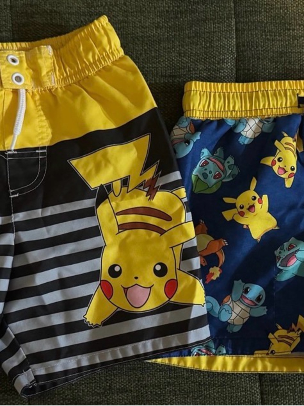 Pikachu Boys' Yellow & Navy Pokémon Swim Trunks - Two-Pack Size 5